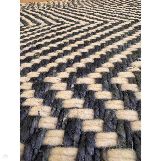 Vigo Modern Geometric Tonal Zig Zag Hand-Woven Heavyweight Textured Soft-Touch Jute & Wool Blend Chunky Loop Pile Flatweave Fringe Navy/Cream Rug-Asiatic Carpets-Rug Love - The Most Loved Rug Store
