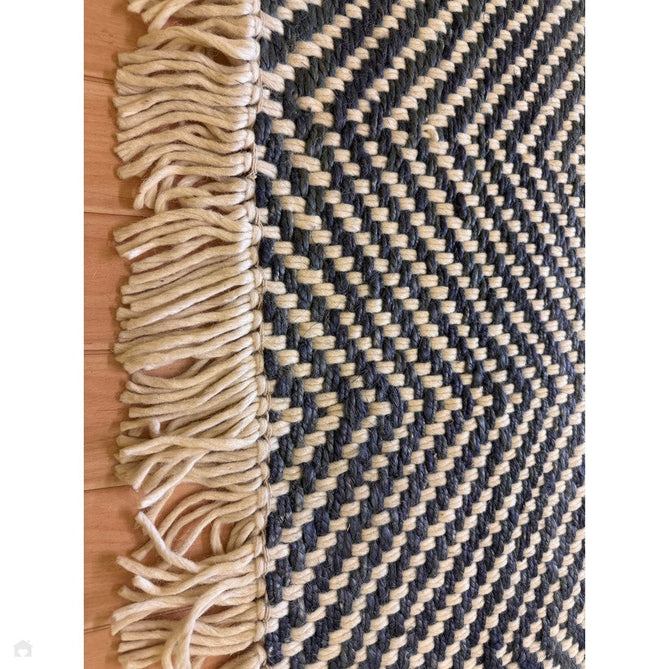 Vigo Modern Geometric Tonal Zig Zag Hand-Woven Heavyweight Textured Soft-Touch Jute & Wool Blend Chunky Loop Pile Flatweave Fringe Navy/Cream Rug-Asiatic Carpets-Rug Love - The Most Loved Rug Store