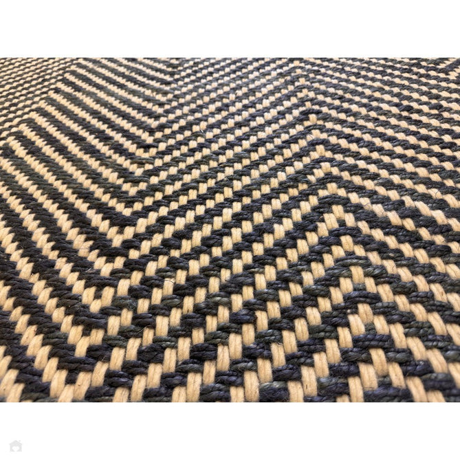 Vigo Modern Geometric Tonal Zig Zag Hand-Woven Heavyweight Textured Soft-Touch Jute & Wool Blend Chunky Loop Pile Flatweave Fringe Navy/Cream Rug-Asiatic Carpets-Rug Love - The Most Loved Rug Store