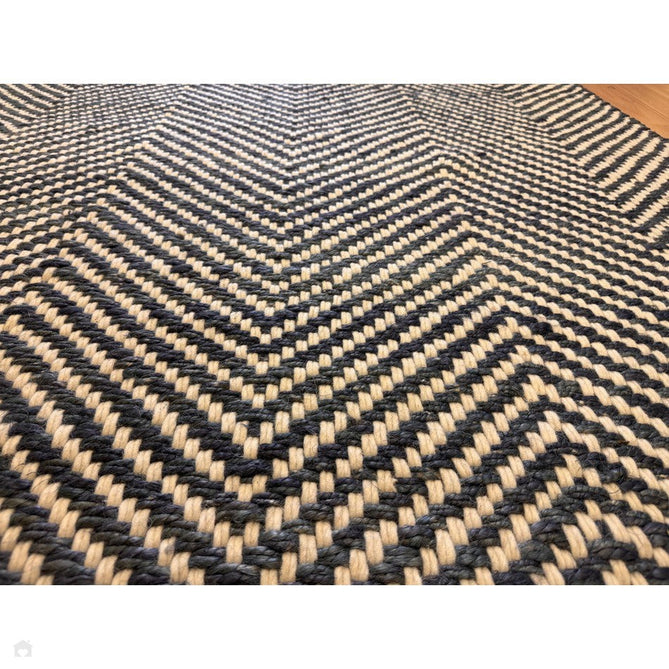 Vigo Modern Geometric Tonal Zig Zag Hand-Woven Heavyweight Textured Soft-Touch Jute & Wool Blend Chunky Loop Pile Flatweave Fringe Navy/Cream Rug-Asiatic Carpets-Rug Love - The Most Loved Rug Store