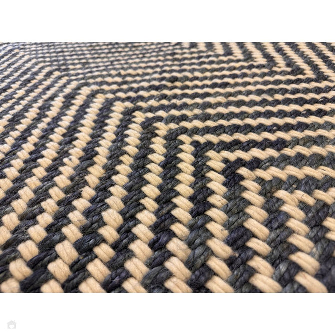 Vigo Modern Geometric Tonal Zig Zag Hand-Woven Heavyweight Textured Soft-Touch Jute & Wool Blend Chunky Loop Pile Flatweave Fringe Navy/Cream Rug-Asiatic Carpets-Rug Love - The Most Loved Rug Store