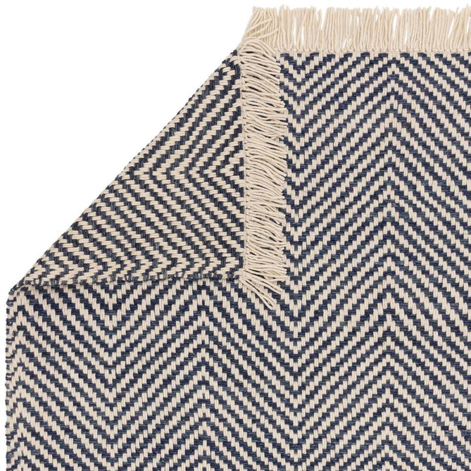 Vigo Modern Geometric Tonal Zig Zag Hand-Woven Heavyweight Textured Soft-Touch Jute & Wool Blend Chunky Loop Pile Flatweave Fringe Navy/Cream Rug-Asiatic Carpets-Rug Love - The Most Loved Rug Store