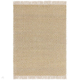 Vigo Modern Geometric Tonal Zig Zag Hand-Woven Heavyweight Textured Soft-Touch Jute & Wool Blend Chunky Loop Pile Flatweave Fringe Ochre/Cream Rug