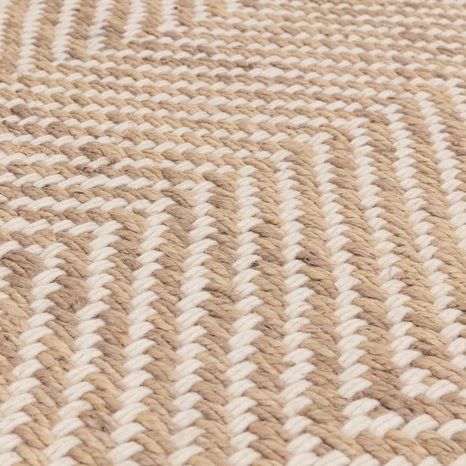 Vigo Modern Geometric Tonal Zig Zag Hand-Woven Heavyweight Textured Soft-Touch Jute & Wool Blend Chunky Loop Pile Flatweave Fringe Sand/Cream Rug-Asiatic Carpets-Rug Love - The Most Loved Rug Store