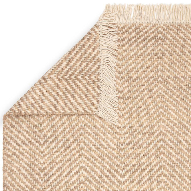 Vigo Modern Geometric Tonal Zig Zag Hand-Woven Heavyweight Textured Soft-Touch Jute & Wool Blend Chunky Loop Pile Flatweave Fringe Sand/Cream Rug-Asiatic Carpets-Rug Love - The Most Loved Rug Store