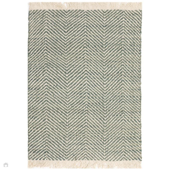 Vigo Modern Geometric Zig Zag Hand-Woven Jute Mix Soft-Touch Boho Flatweave Green/Cream Rug 200 x 290 cm-Shop Returns-Rug Love - The Most Loved Rug Store