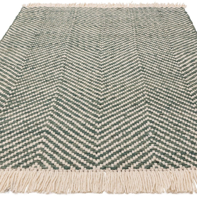 Vigo Modern Geometric Zig Zag Hand-Woven Jute Mix Soft-Touch Boho Flatweave Green/Cream Rug 200 x 290 cm-Shop Returns-Rug Love - The Most Loved Rug Store