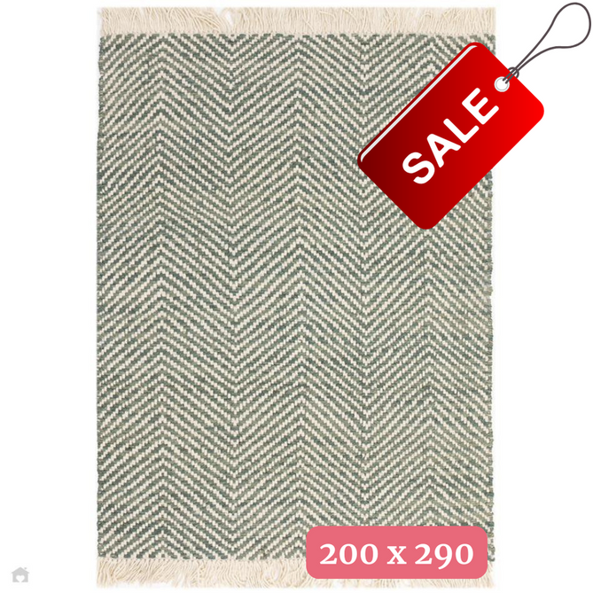 Vigo Modern Geometric Zig Zag Hand-Woven Jute Mix Soft-Touch Boho Flatweave Green/Cream Rug 200 x 290 cm-Shop Returns-Rug Love - The Most Loved Rug Store