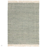 Vigo Modern Geometric Zig Zag Hand-Woven Jute Mix Soft-Touch Boho Flatweave Green/Cream Rug 200 x 290 cm