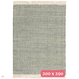 Vigo Modern Geometric Zig Zag Hand-Woven Jute Mix Soft-Touch Boho Flatweave Green/Cream Rug 200x290 cm