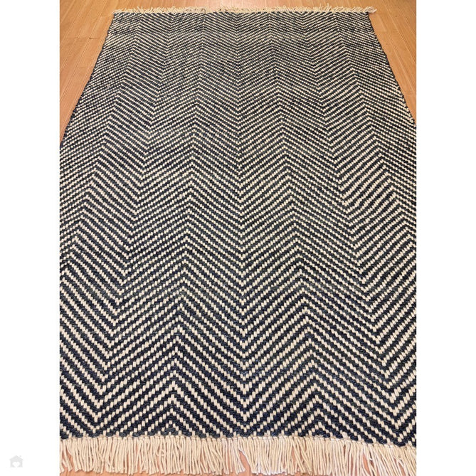 Vigo Modern Geometric Zig Zag Hand-Woven Jute Mix Soft-Touch Boho Flatweave Navy/Cream Rug-Asiatic Carpets-Rug Love - The Most Loved Rug Store
