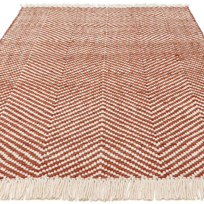 Vigo Modern Geometric Zig Zag Hand-Woven Jute Mix Soft-Touch Boho Flatweave Rust/Cream Rug-Asiatic Carpets-Rug Love - The Most Loved Rug Store
