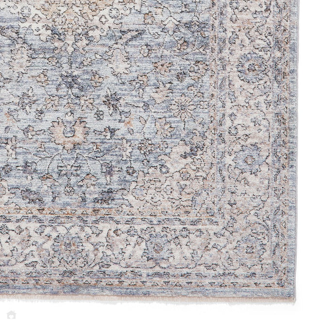 Vintage 35013 Traditional Distressed Kashan Medallion Border Soft-Touch Blue/Cream/Beige Runner-Think Rugs-Rug Love - The Most Loved Rug Store