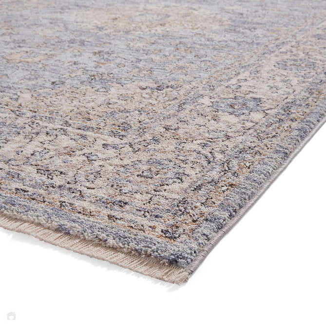 Vintage 35013 Traditional Distressed Kashan Medallion Border Soft-Touch Blue/Cream/Beige Runner-Think Rugs-Rug Love - The Most Loved Rug Store