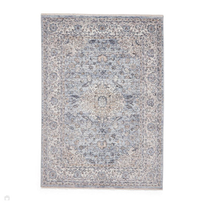 Vintage 35013 Traditional Distressed Kashan Medallion Border Soft-Touch Blue/Cream/Beige Runner-Think Rugs-Rug Love - The Most Loved Rug Store