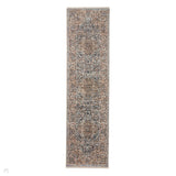 Vintage 35013 Traditional Distressed Kashan Medallion Border Soft-Touch Blue/Cream/Beige Runner