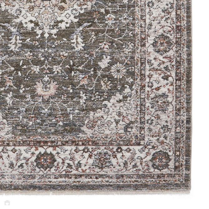 Vintage 35013 Traditional Distressed Kashan Medallion Border Soft-Touch Green/Beige/Cream Rug-Think Rugs-Rug Love - The Most Loved Rug Store