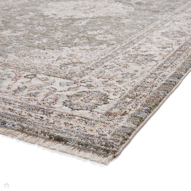 Vintage 35013 Traditional Distressed Kashan Medallion Border Soft-Touch Green/Beige/Cream Rug-Think Rugs-Rug Love - The Most Loved Rug Store