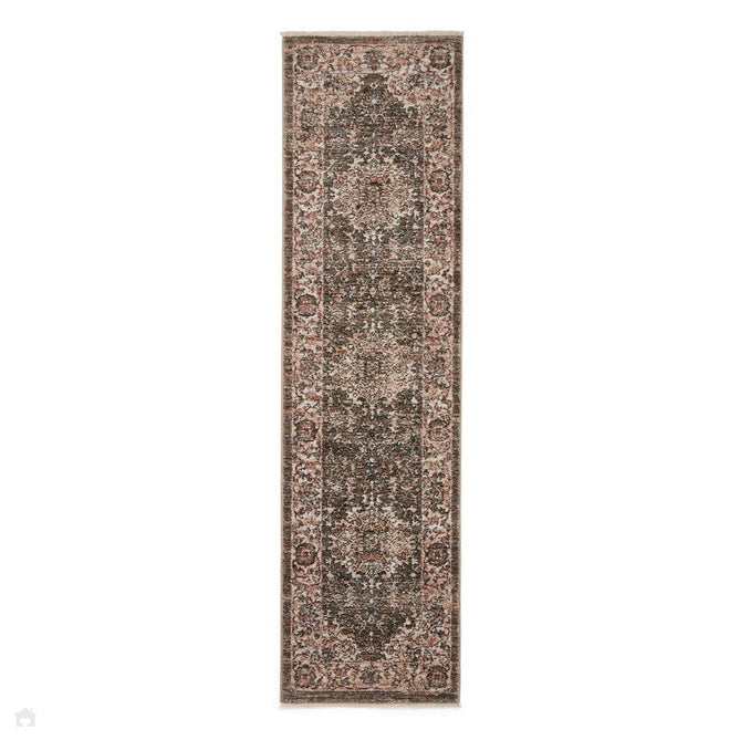 Vintage 35013 Traditional Distressed Kashan Medallion Border Soft-Touch Green/Beige/Cream Runner-Think Rugs-Rug Love - The Most Loved Rug Store