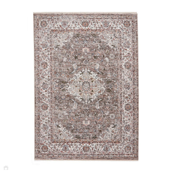 Vintage 35013 Traditional Distressed Kashan Medallion Border Soft-Touch Grey/Beige/Cream Runner-Think Rugs-Rug Love - The Most Loved Rug Store