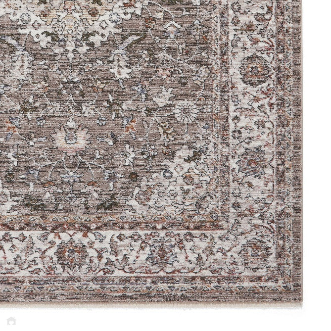 Vintage 35013 Traditional Distressed Kashan Medallion Border Soft-Touch Grey/Beige/Cream Runner-Think Rugs-Rug Love - The Most Loved Rug Store