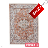 Vintage 35013 Traditional Distressed Kashan Medallion Border Soft-Touch Terracotta Rug 160 x 230 cm