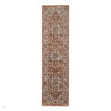 Vintage 35013 Traditional Distressed Kashan Medallion Border Soft-Touch Terracotta/Beige/Cream/Blue Runner