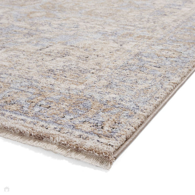 Vintage 35018 Traditional Distressed Heriz Medallion Border Soft-Touch Cream/Blue/Beige/Terra Rug-Think Rugs-Rug Love - The Most Loved Rug Store