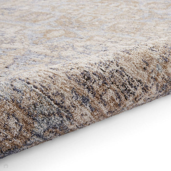 Vintage 35018 Traditional Distressed Heriz Medallion Border Soft-Touch Cream/Blue/Beige/Terra Rug-Think Rugs-Rug Love - The Most Loved Rug Store