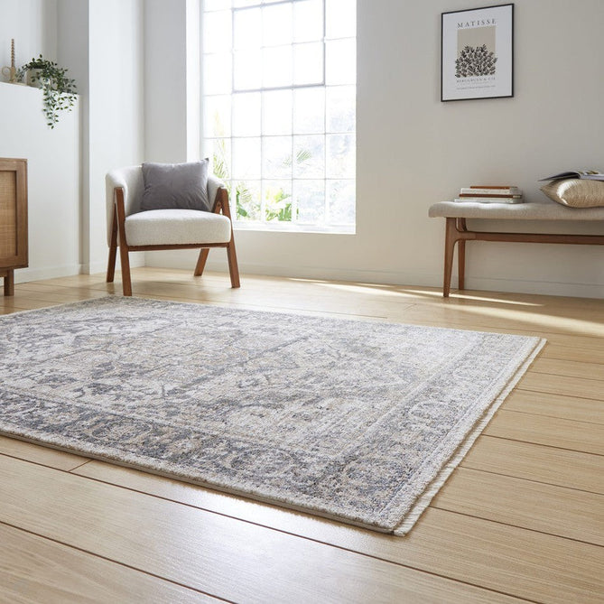 Vintage 35018 Traditional Distressed Heriz Medallion Border Soft-Touch Cream/Green/Beige/Terra Rug-Think Rugs-Rug Love - The Most Loved Rug Store