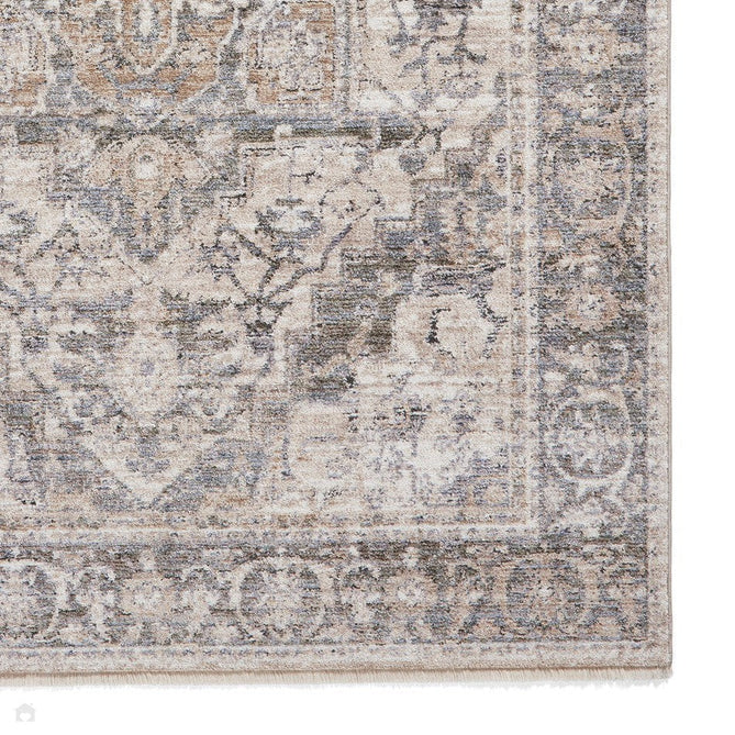 Vintage 35018 Traditional Distressed Heriz Medallion Border Soft-Touch Cream/Green/Beige/Terra Rug-Think Rugs-Rug Love - The Most Loved Rug Store