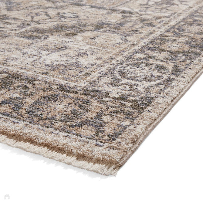 Vintage 35018 Traditional Distressed Heriz Medallion Border Soft-Touch Cream/Green/Beige/Terra Rug-Think Rugs-Rug Love - The Most Loved Rug Store