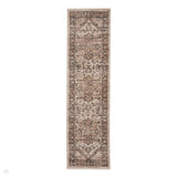 Vintage 35018 Traditional Distressed Heriz Medallion Border Soft-Touch Cream/Green/Beige/Terra Runner