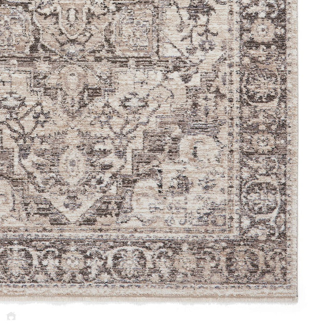 Vintage 35018 Traditional Distressed Heriz Medallion Border Soft-Touch Cream/Grey/Beige Rug-Think Rugs-Rug Love - The Most Loved Rug Store