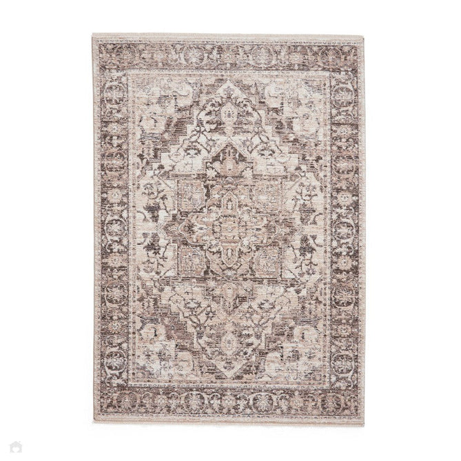Vintage 35018 Traditional Distressed Heriz Medallion Border Soft-Touch Grey Runner-Think Rugs-Rug Love - The Most Loved Rug Store