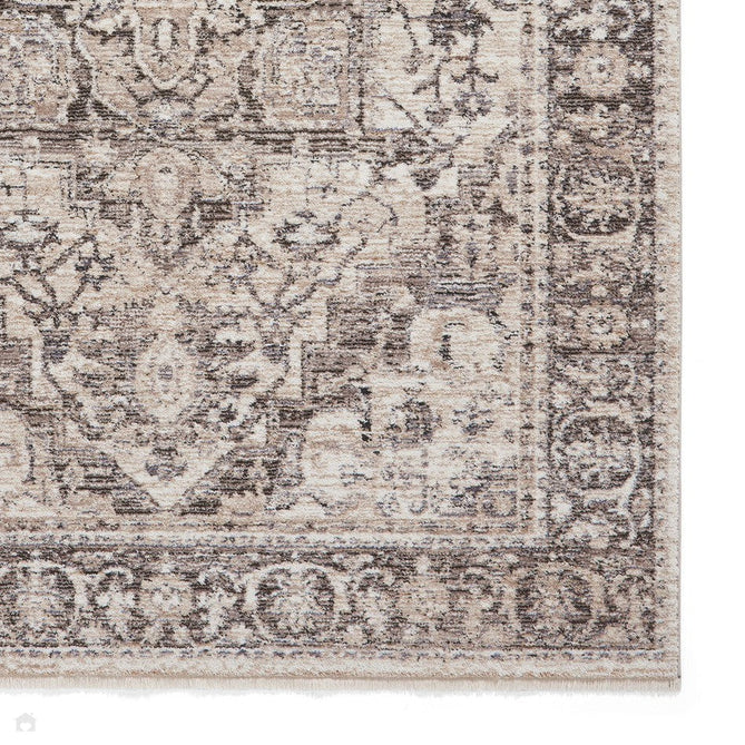 Vintage 35018 Traditional Distressed Heriz Medallion Border Soft-Touch Grey Runner-Think Rugs-Rug Love - The Most Loved Rug Store