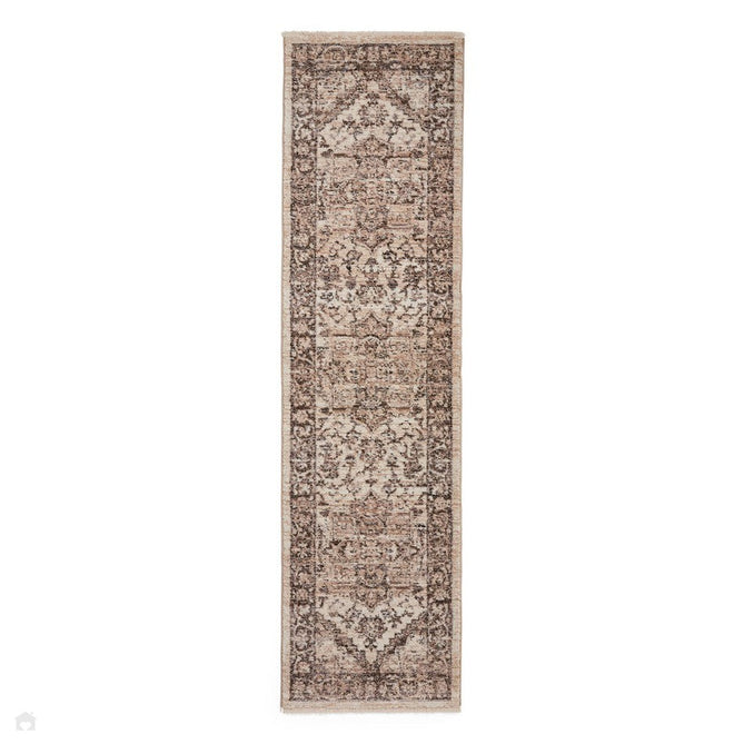 Vintage 35018 Traditional Distressed Heriz Medallion Border Soft-Touch Grey Runner-Think Rugs-Rug Love - The Most Loved Rug Store