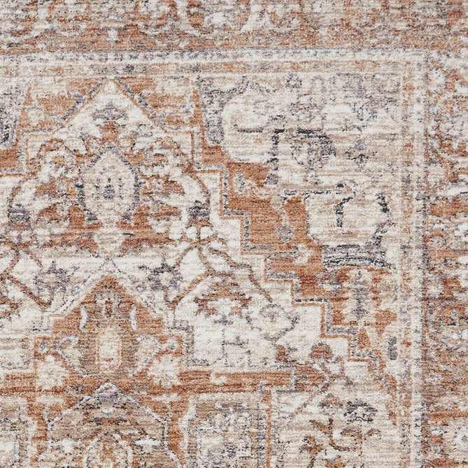 Vintage 35018 Traditional Distressed Heriz Medallion Border Soft-Touch Terracotta Runner-Think Rugs-Rug Love - The Most Loved Rug Store
