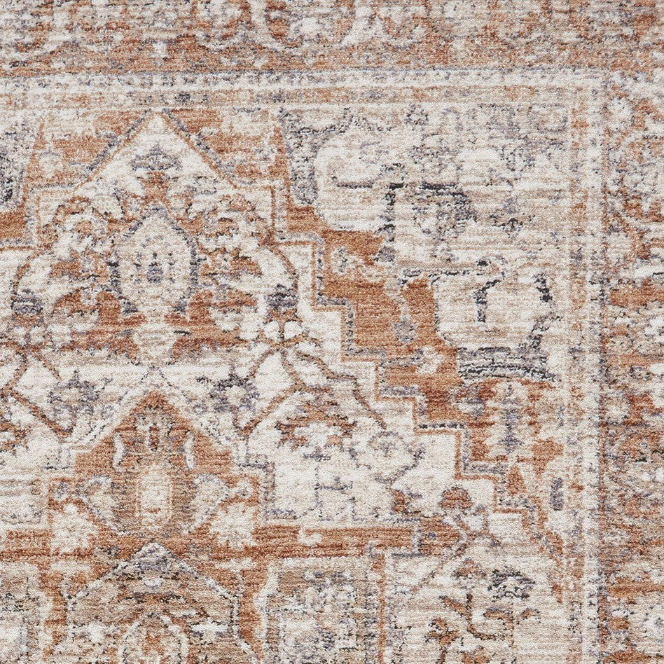 Distressed Cream Rust Rug On Sale Vintage 35018 Traditional Distressed Heriz Medallion Border ...