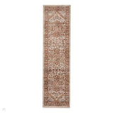 Vintage 35018 Traditional Distressed Heriz Medallion Border Soft-Touch Terracotta/Beige/Grey/Cream Runner