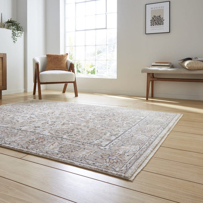 Vintage 35027 Traditional Distressed Koum Floral Vine Border Soft-Touch Beige/Brown Runner-Think Rugs-Rug Love - The Most Loved Rug Store