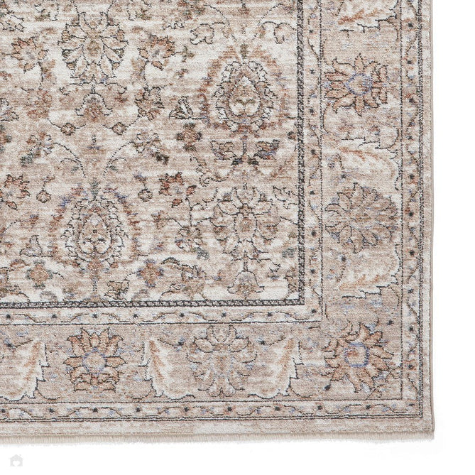 Vintage 35027 Traditional Distressed Koum Floral Vine Border Soft-Touch Beige/Brown Runner-Think Rugs-Rug Love - The Most Loved Rug Store