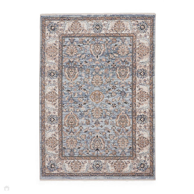 Vintage 35027 Traditional Distressed Koum Floral Vine Border Soft-Touch Blue Runner-Think Rugs-Rug Love - The Most Loved Rug Store