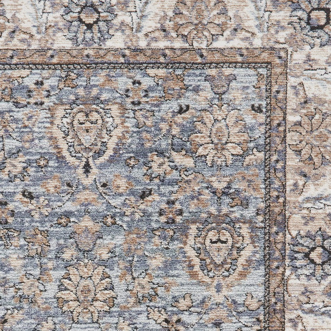 Vintage 35027 Traditional Distressed Koum Floral Vine Border Soft-Touch Blue Runner-Think Rugs-Rug Love - The Most Loved Rug Store