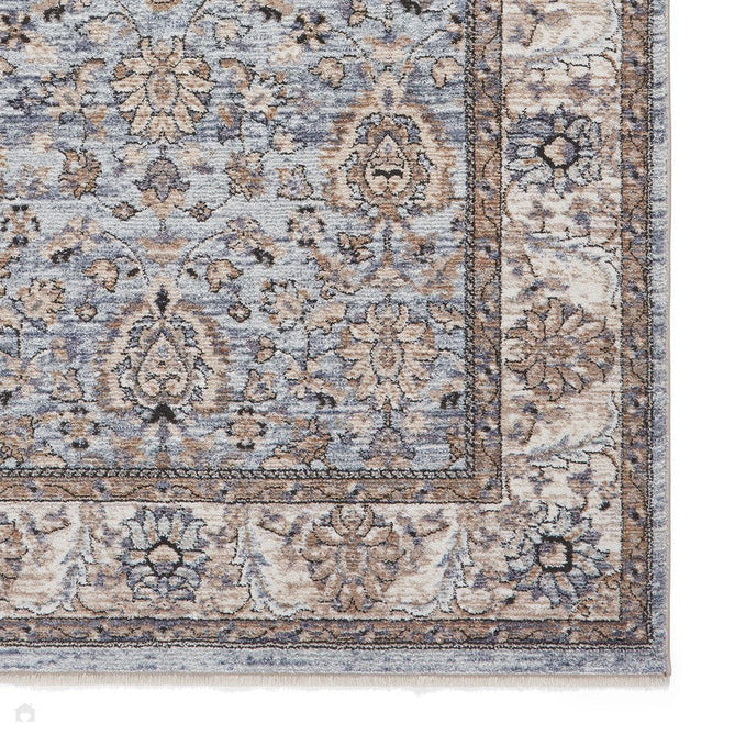 Vintage 35027 Traditional Distressed Koum Floral Vine Border Soft-Touch Blue Runner-Think Rugs-Rug Love - The Most Loved Rug Store