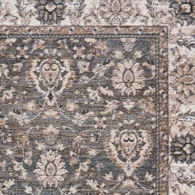 Vintage 35027 Traditional Distressed Koum Floral Vine Border Soft-Touch Green/Beige/Cream Runner-Think Rugs-Rug Love - The Most Loved Rug Store