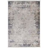 Vintage Traditional Distressed Medallion Hand-Carved Hi-Low Textured Soft Blue/Grey Rug