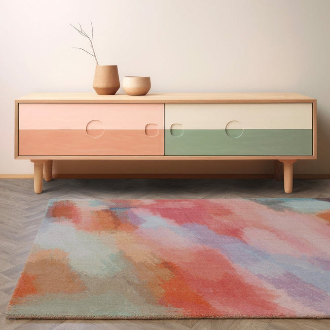 Vision Diffuse Modern Abstract Hand-Woven Printed Wool Low Profile Short Pile Multicolour Rug-Asiatic Carpets-Rug Love - The Most Loved Rug Store