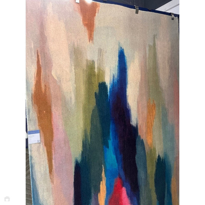 Vision Pigment Modern Abstract Hand-Woven Printed Wool Low Profile Short Pile Multicolour Rug 120 x 170 cm
