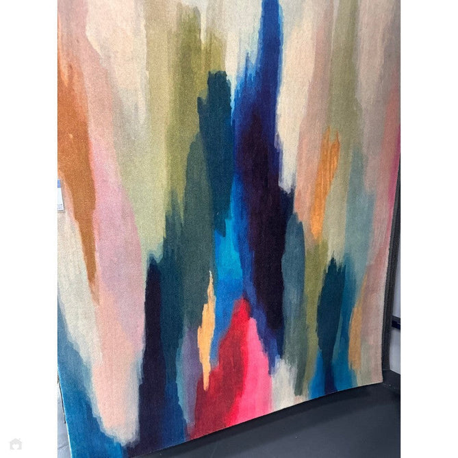 Vision Pigment Modern Abstract Hand-Woven Printed Wool Low Profile Short Pile Multicolour Rug 120 x 170 cm